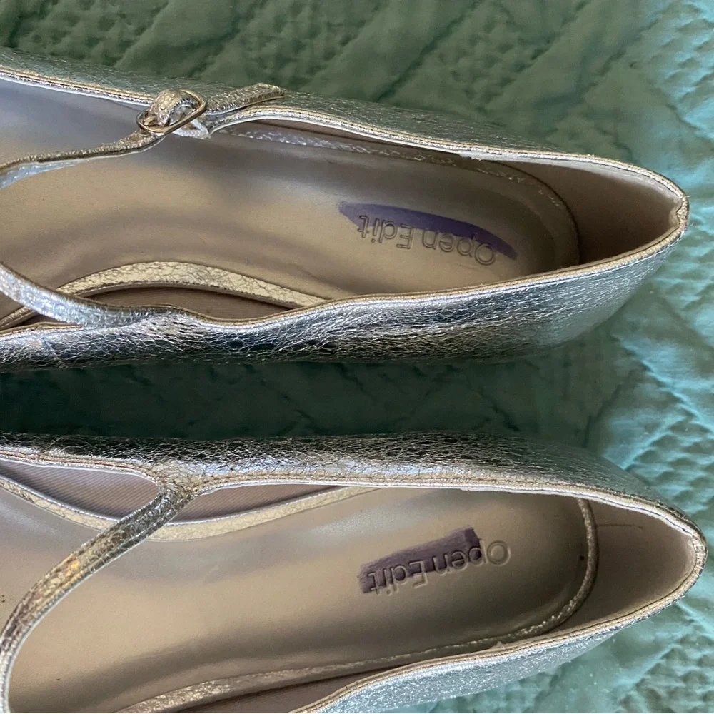 NEW Lovely Silver Ladies Ballet Mary Jane Flats Shoes 11 Summer Evening Wedding - Picture 3 of 7